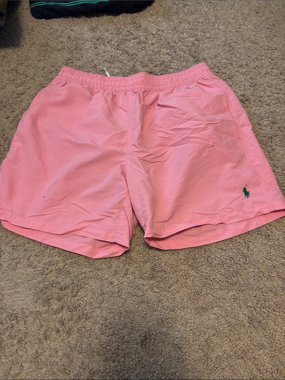 Ralph Lauren Pink Men's Hybrid Shorts with Green Polo Logo